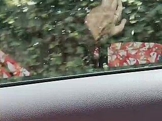 Housewife flashes tits while riding!