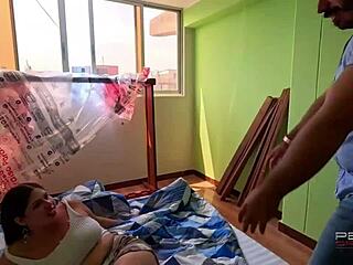 A chubby woman calls her ex for desperate sex.