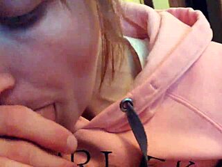 Redhead Girlfriend Deepthroats Friend's Cock For Intense Creampie.