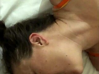 I love that straight view of French amateur in black leather pants, satin lingerie, bra, thong, garter belt, and nightie doing deepthroat, rimming, and doggystyle POV