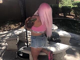 Curvy Pink-Haired Italian In Lingerie Rides Big Clit Pussy On Rome Major. He Cums On Her Hair