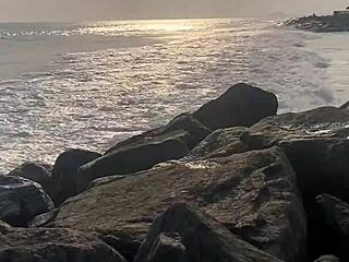 couple flashes at public bar and beach, playing voyeur