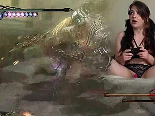 Sexy Bimbo Plays Bayonetta Episode 4 with Lovense Vibrator Connected