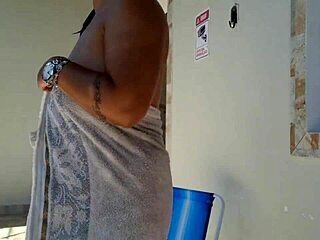 Wife fingers pussy after cum, bends over naked in backyard