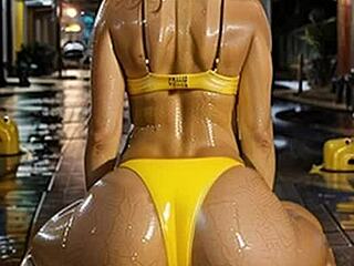 She says, 'Blonde leather with public bent over ass'