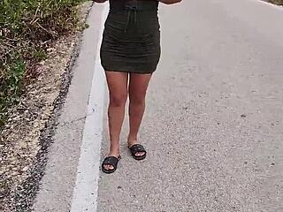 PUTA SHOWING ASS AND TITS ON MEXICAN HIGHWAY!!