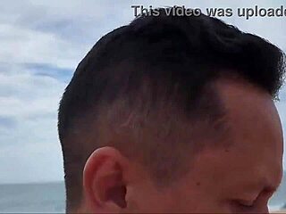 Guy On NUDE BEACH Spills A Lot Of MILK