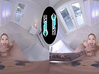 This blonde's tight wet pussy is getting pounded so hard in VR