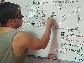 asian student learns trigonometry at 30 degrees in bedroom
