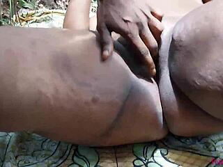 Thick-Ass Bitch Fucks Her Boyfriend Hard in the Dense Bush Outdoors.