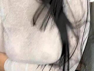 Latina With Huge Tits Plays With Massive Dildo And Fingers