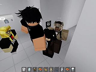 roblox girl takes risks in public bathroom fuck