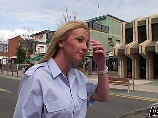 as she sucks off the blonde ass on the bus