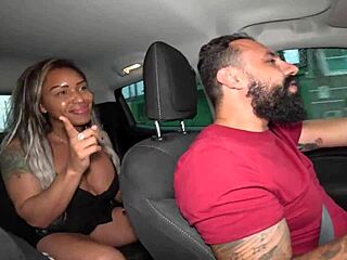in the car, lukas zaad enjoys anne cristall's tight ass and lactating tits