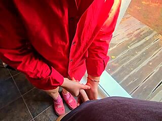 step sister helps step brother to cum quick in her panties while step mom waiting in car