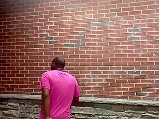 Enjoy a private strip tease for free, facing backwards in 70 degree weather.