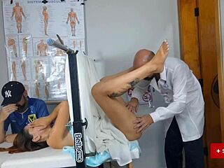 Gynecologist betrays cuckold by fucking his wife secretly in hospital quickie