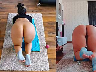 dual cam naked yoga workout spreading big ass uncensored
