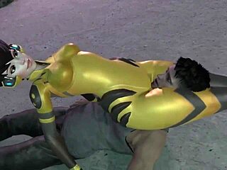 Tracer engages in scissor action with rusk and joel in femdom hardcore