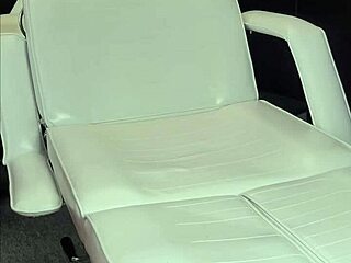 Hard fucking and masturbating on massage chair with butt plug