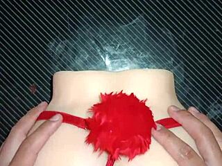 anal sex with candy in red thong with pom-pom