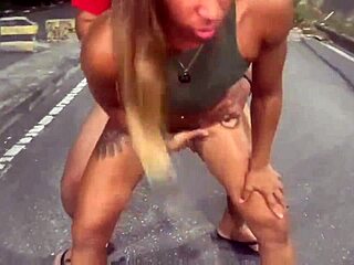 brunette wife followed and subtly engages admirer