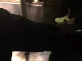 big ass girl on train getting groped