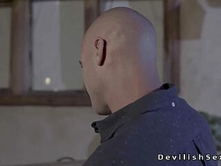 Baldheaded Husband Fucks Busty Wife