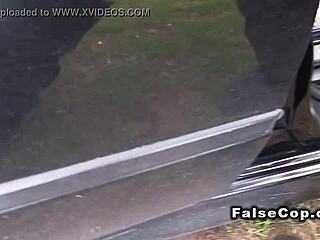 Tattooed Babe Fucks in Police Car in Public on Nu-Bay.com