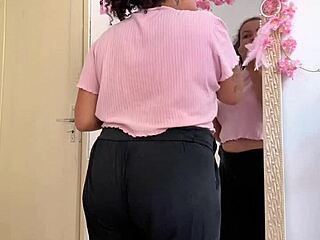 Chubby girl farting while getting ready for a date.