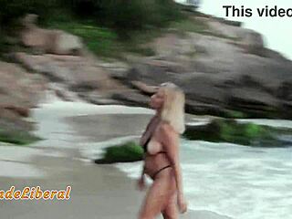 blonde shows pussy sucking stranger on beach