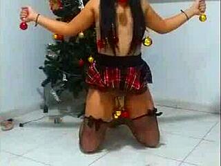 on christmas, this slave gets tied up and choked by her master, gagging and humiliated all night