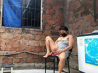 I record my neighbor fingering her pussy - she catches me