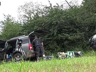 No panties girls flash outdoors in lingerie and miniskirts!