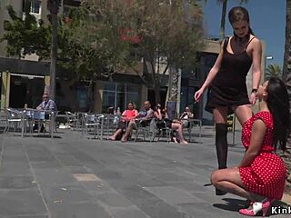 Curvy petite European babe explores the streets with subtle flashes