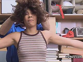 frizzy haired ebony teen 18+ secretly sucks the patrolman's big cock on a hidden cam