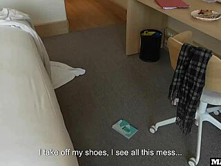 Innocent french babysitter fucked hard for making a mess and she loves it