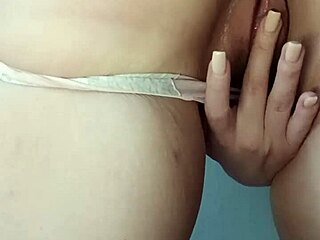 Flashing wet pussy and plugged ass