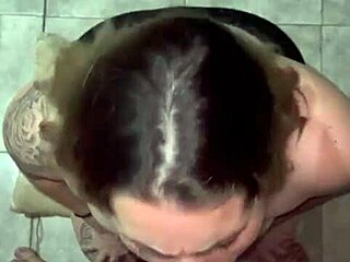 blonde girlfriend sucks cock deepthroat, cumming in her nose for all-day smell