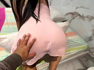 surprising stepmother with huge ass on bed, dick ends in pussy