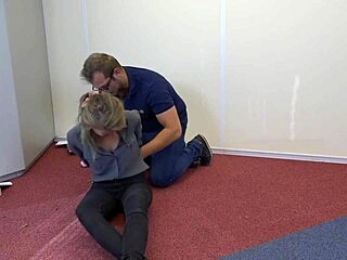 teen violet haze bound as real estate agent in choking bondage session 😈