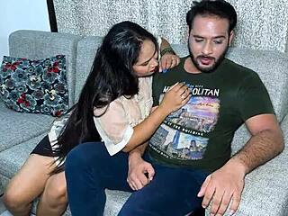 Step sister seduces step brother in hot encounter.