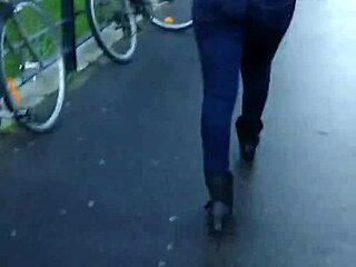 candid hidden footage of blue jeans walking