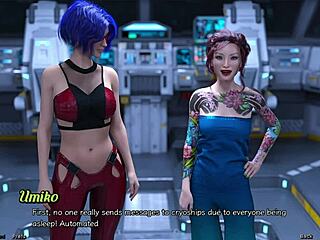 stranded in space, she misses a wild threesome with huge cocks