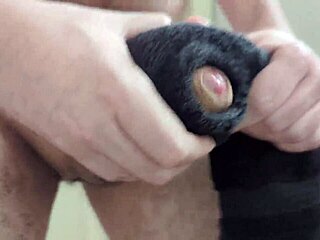 does this towel feel so real? massive cumshot in bathroom solo session