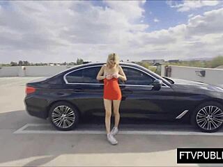 Check out this amateur blonde flashing in public