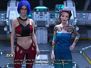 stranded in space, she misses a wild threesome with huge cocks