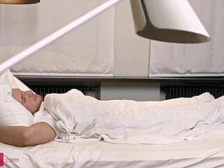 Small-breasted beauty wakes up her bf to suck his dick and then gets fucked hard