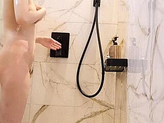 Bathing of black hair japanese girl