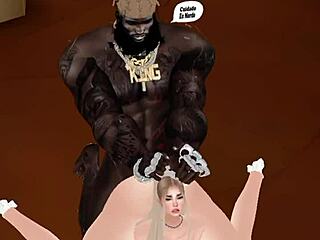 A stunning blonde engages in passionate anal sex with a dominant black man, exploring deep desires.